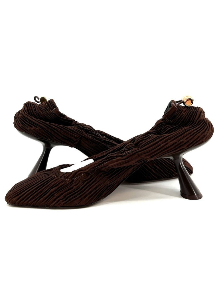 Cult Gaia Winona Pumps Java Size 8.5 Eu 38.5 Fabric Square Toe Drawstring Heel — image 8 of 8